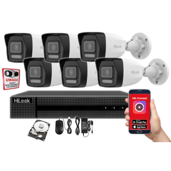 ZESTAW MONITORINGU IP HiLook NVR-8CH-4MP/8P + 6x IPCAM-B4-30DL 4MPX 2.8mm IR30 1TB